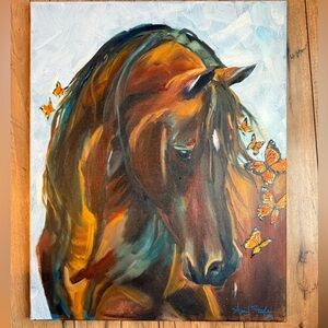 SOLD elsewhere EQUESTRIAN Horse original Art butterfly gelding  Morgan Monarch